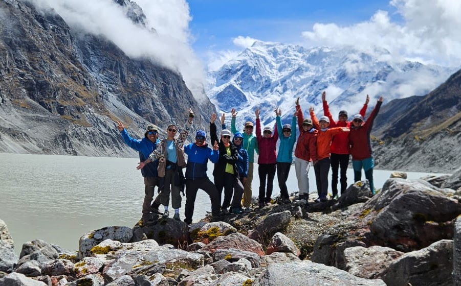 Acclimatization day at Tso Rolpa glacial lake during the 2025 expedition